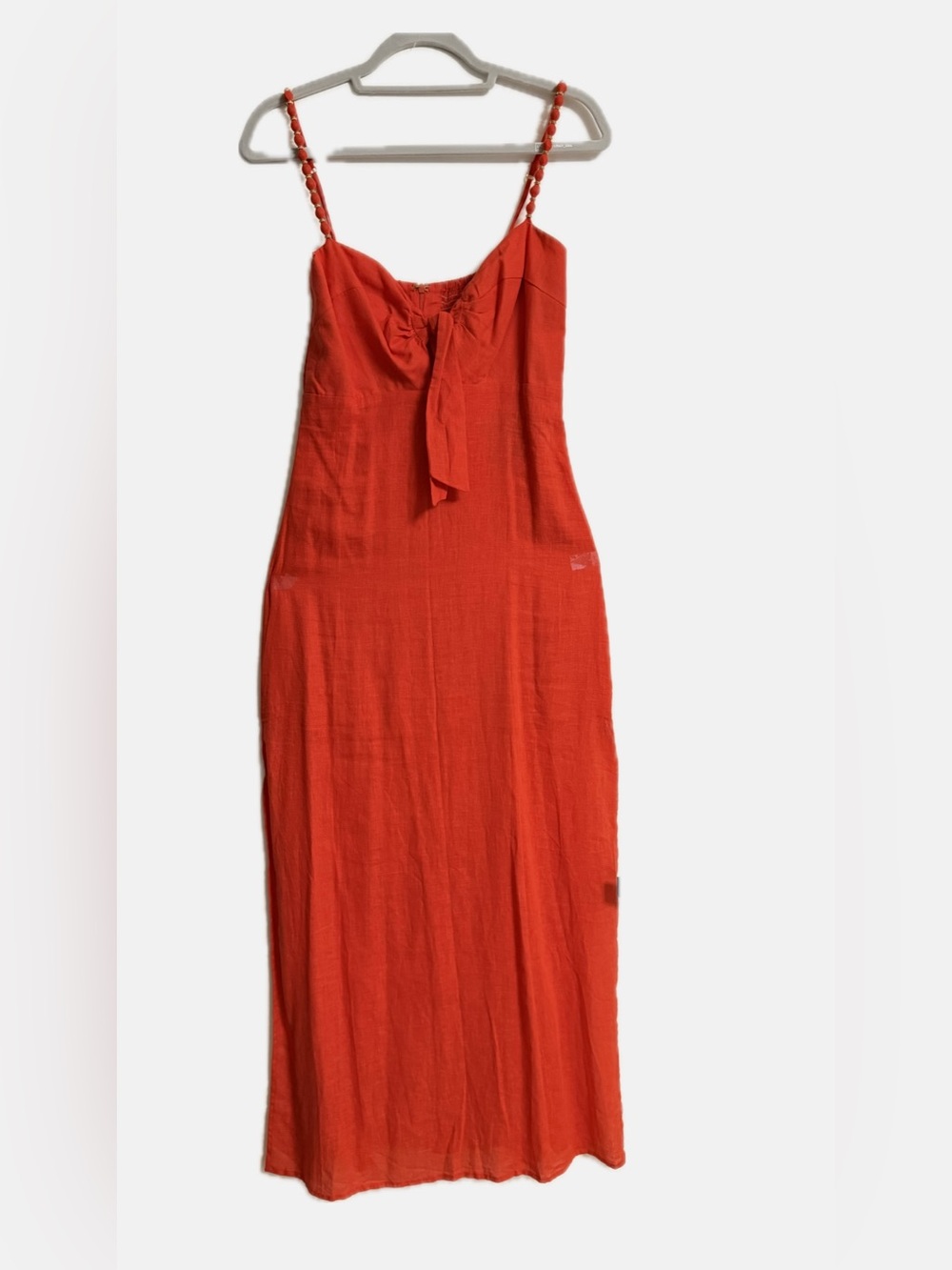 Vix Paula Hermanny Solid Tricia Long Maxi Dress Coral Women Size M NWT